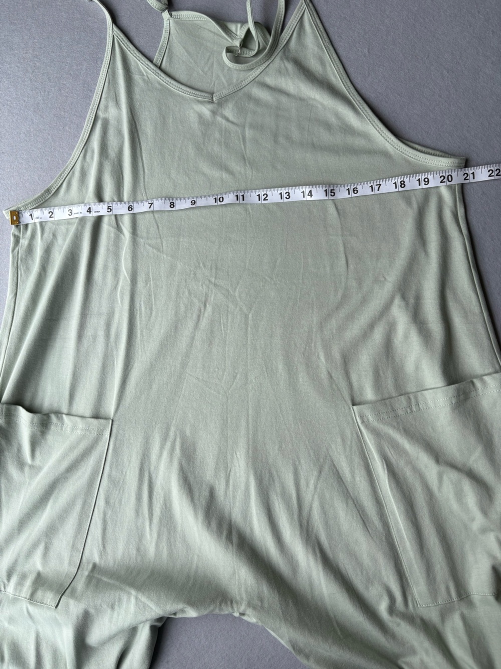Light Sage Relaxed Overall Jumpsuit with Pockets sz L Relaxed Fit - Picture 4 of 9